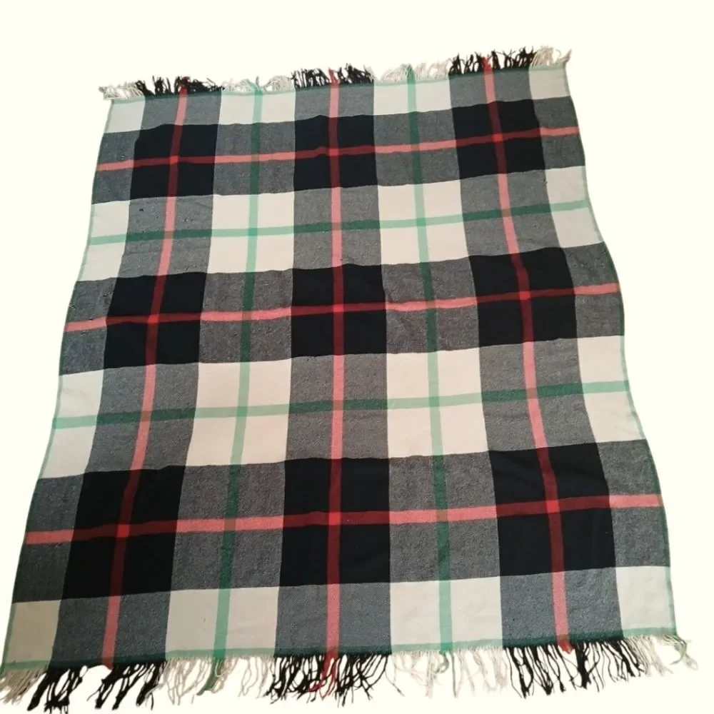 Vintage MCM 40's The Californian Robette Blanket Wool Tartan Plaid Steamer Style